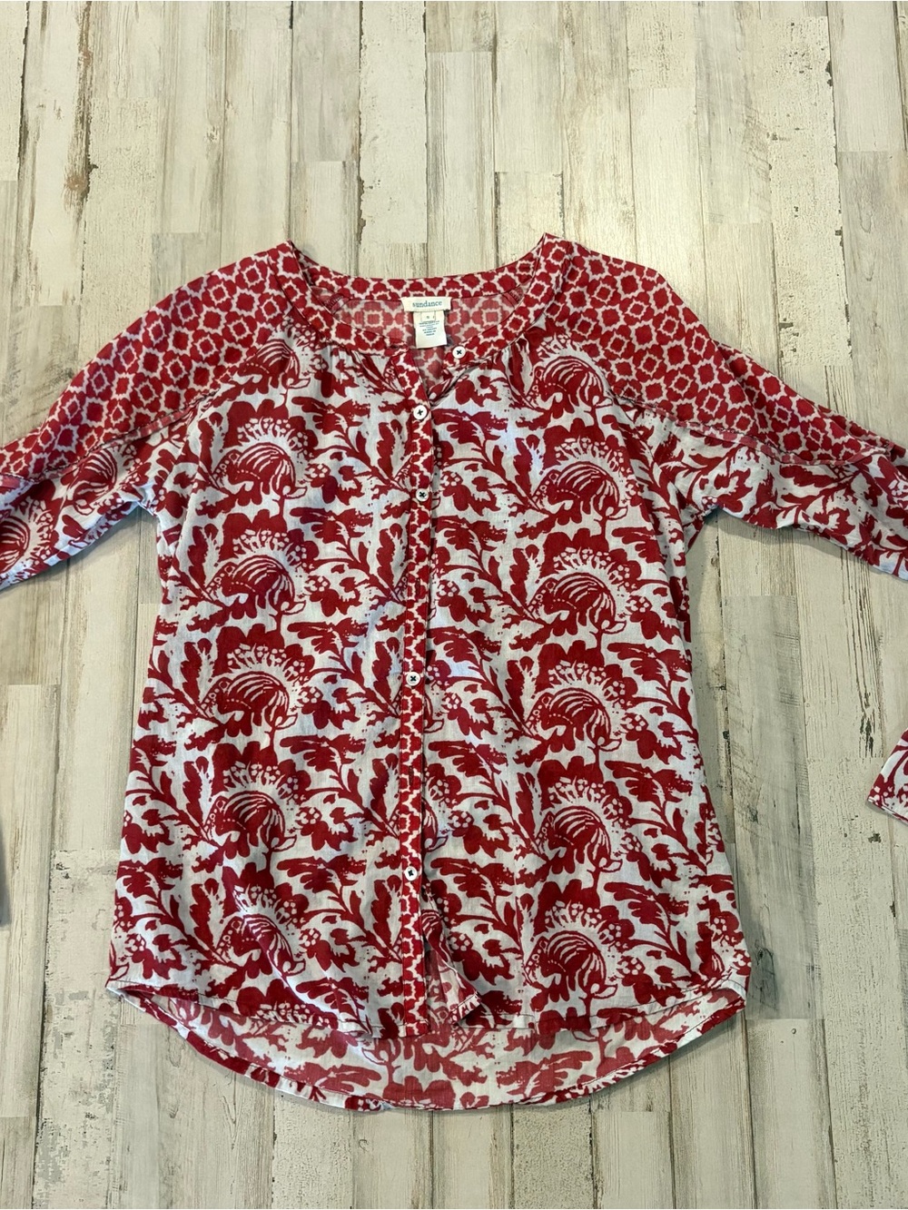 Sundance Button-Front Blouse Size Small 100% Cotton